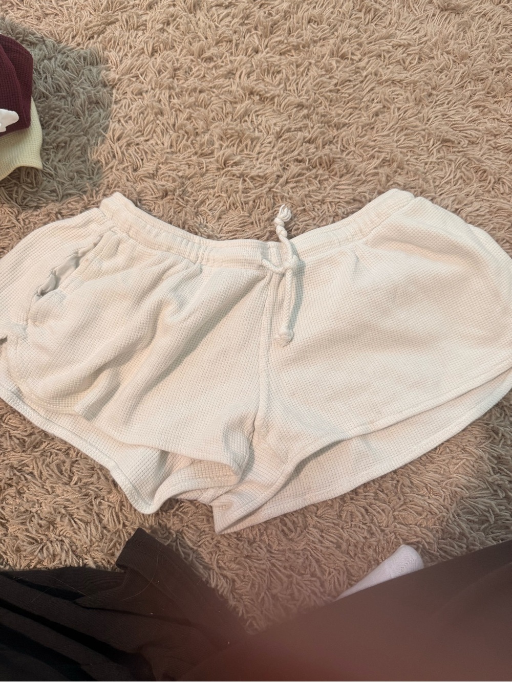 Brandy Melville white summer thermal shorts